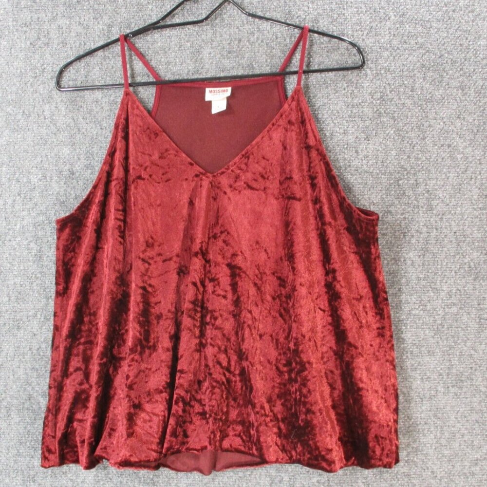 Mossimo Supply Co Shirt Womens Large Dark Red Velvet Tank Top Strap Flowy Top L
